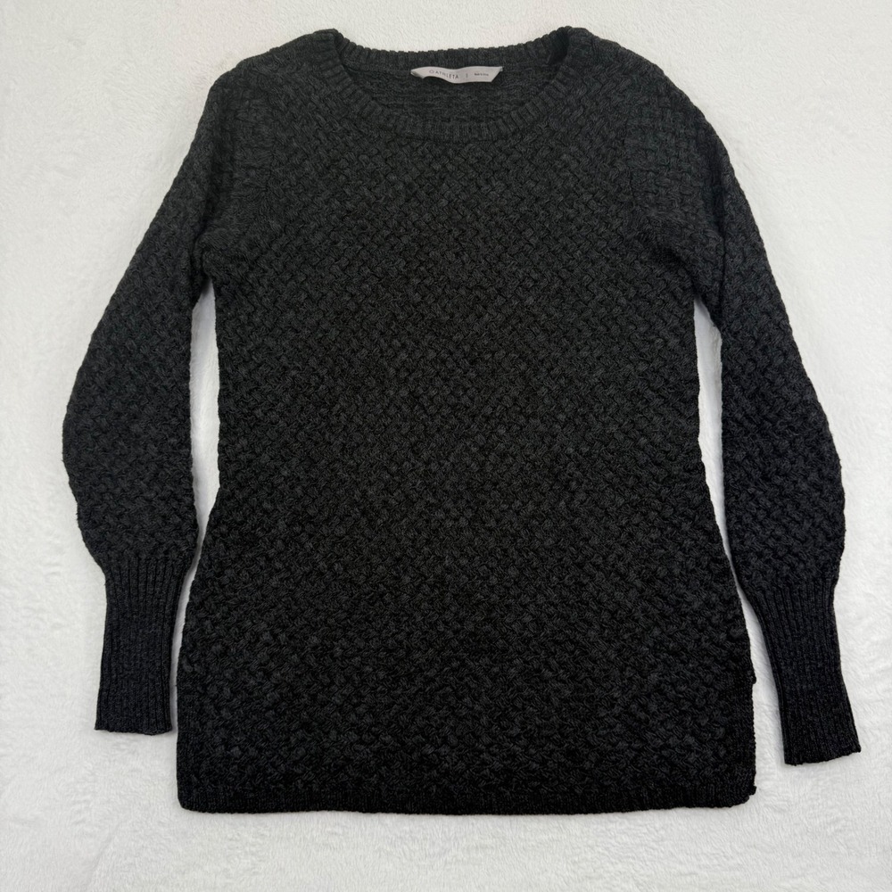 Athleta Sweater Womens Size S Gray Black Knit Long Sleeve Wool‎ Blend